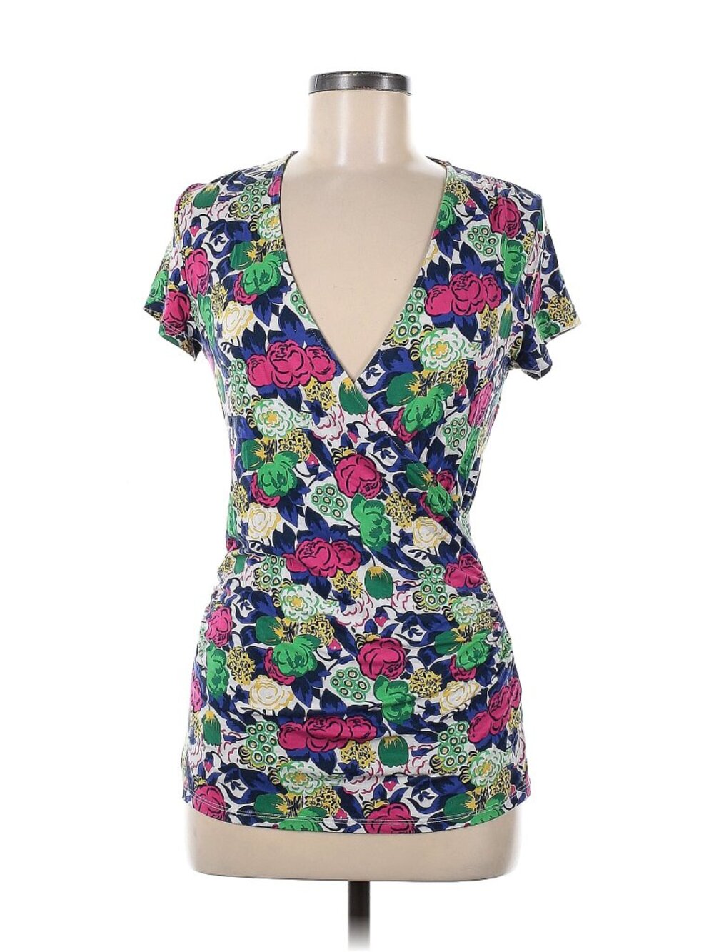 Boden Faux-Wrap V-Neck T-shirt Floral Size 8